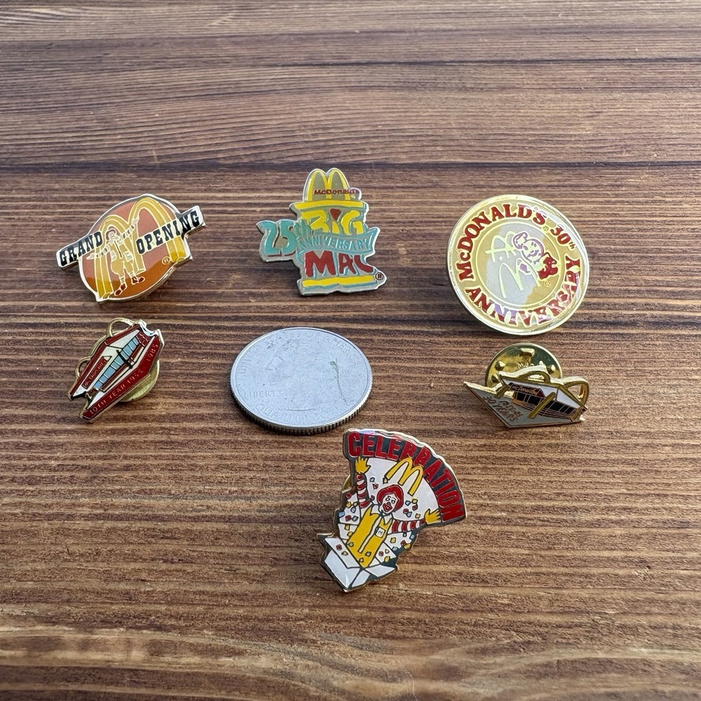 Vintage McDonald's Anniversary Celebration Enamel Lapel Pin Lot Big Mac Ronald